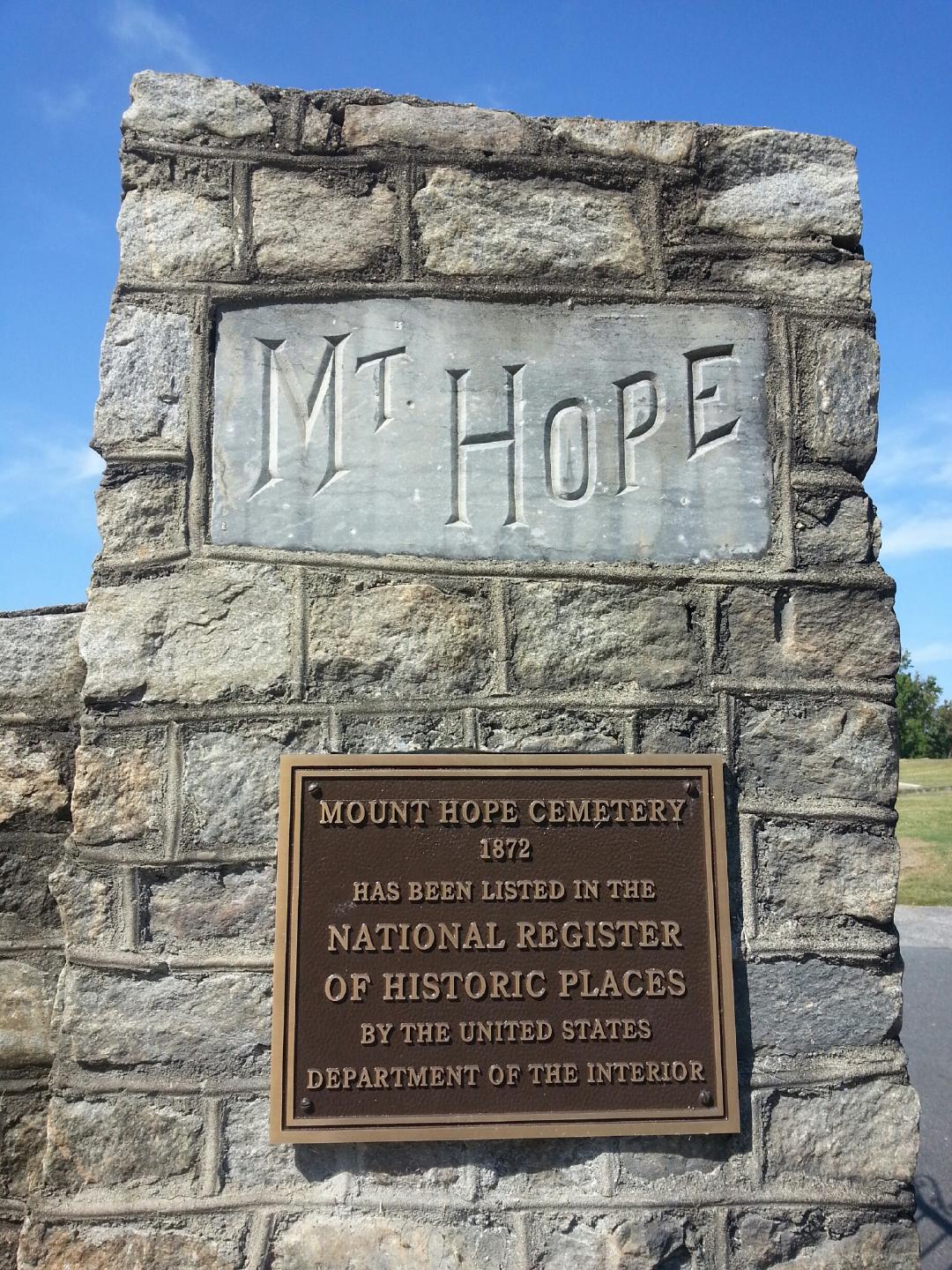 Mount Hope Cemetery entry